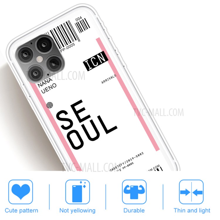 Travel City Boarding Pass TPU Protector Phone Cover for iPhone 12 Pro/12 - SEOUL/NANA UENO-5