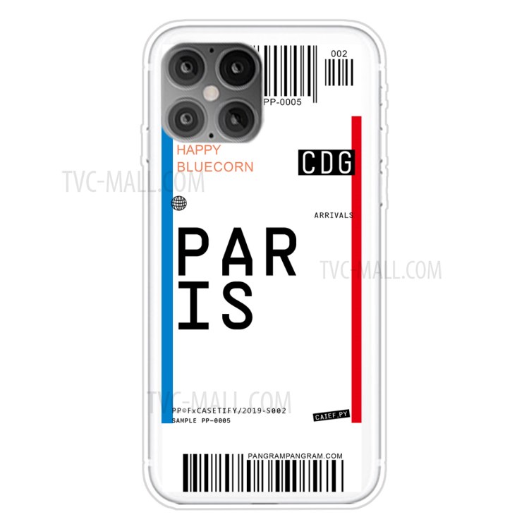 Travel City Boarding Pass TPU Protector Phone Shell for iPhone 12 Pro Max 6.7 inch - PARIS-1