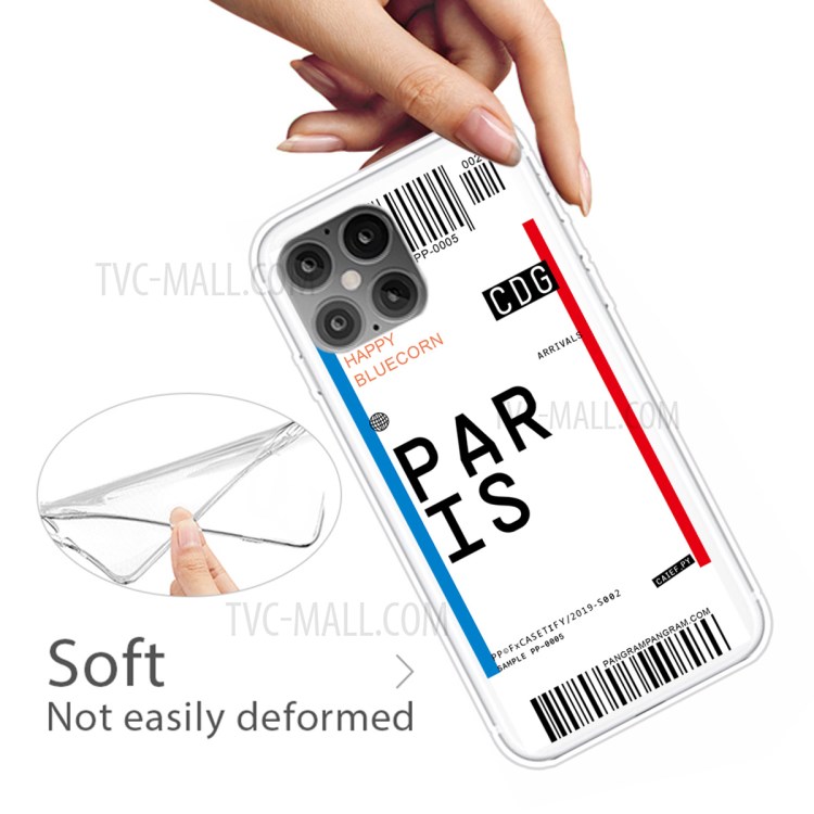 Travel City Boarding Pass TPU Protector Phone Shell for iPhone 12 Pro Max 6.7 inch - PARIS-4