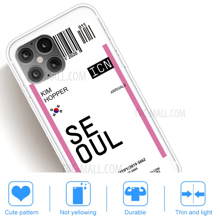 Travel City Boarding Pass TPU Protector Phone Shell for iPhone 12 Pro Max 6.7 inch - SEOUL/KIM HOPPER-5
