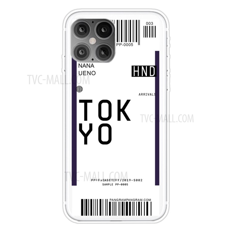 Travel City Boarding Pass TPU Protector Phone Shell for iPhone 12 Pro Max 6.7 inch - TOKYO/NANA UENO-1