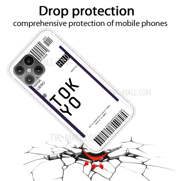 Travel City Boarding Pass TPU Protector Phone Shell for iPhone 12 Pro Max 6.7 inch - TOKYO/NANA UENO-2