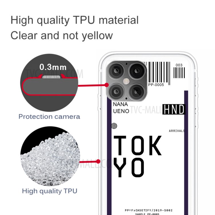 Travel City Boarding Pass TPU Protector Phone Shell for iPhone 12 Pro Max 6.7 inch - TOKYO/NANA UENO-3