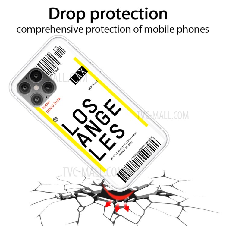 Travel City Boarding Pass TPU Protector Phone Shell for iPhone 12 Pro Max 6.7 inch - LOS ANGELES-2