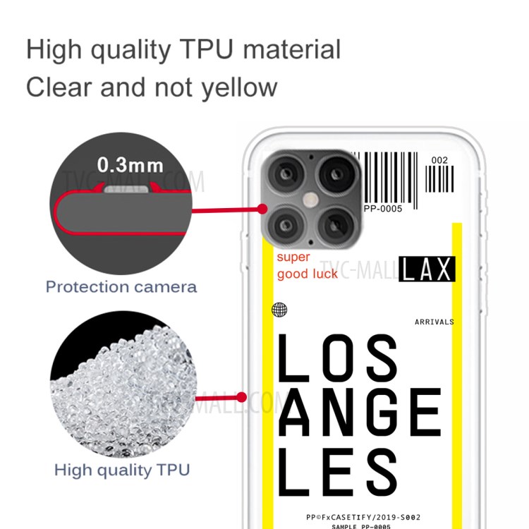 Travel City Boarding Pass TPU Protector Phone Shell for iPhone 12 Pro Max 6.7 inch - LOS ANGELES-3
