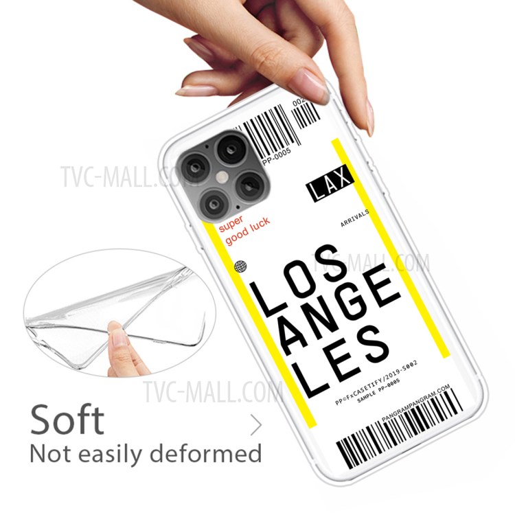 Travel City Boarding Pass TPU Protector Phone Shell for iPhone 12 Pro Max 6.7 inch - LOS ANGELES-4