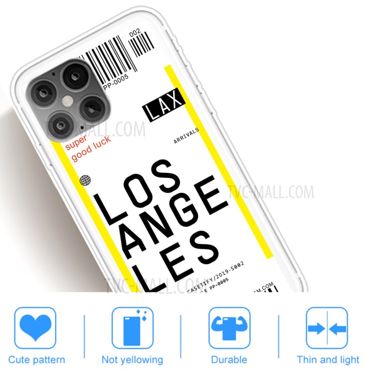 Travel City Boarding Pass TPU Protector Phone Shell for iPhone 12 Pro Max 6.7 inch - LOS ANGELES-5
