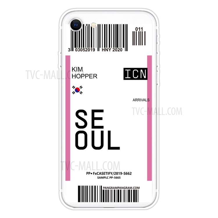 Criativo Padrão De Cartão De Embarque TPU Shell Telefone Protetor Para Iphone Se (2ª Geração) / 7/8 4,7 Polegadas - SEUL / Kim Hopper-1