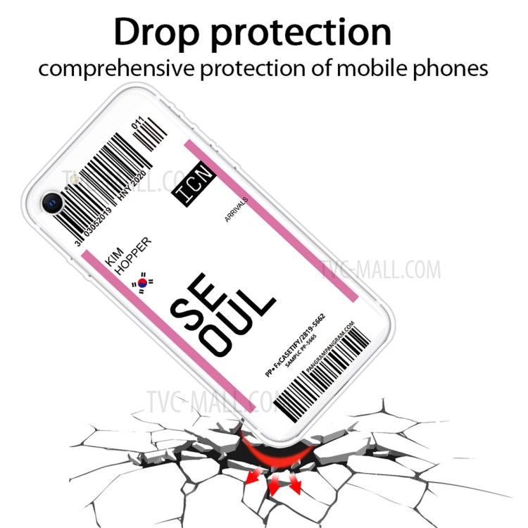 Creative Boarding Pass Pattern TPU Protector Phone Shell for iPhone SE (2nd Generation)/7/8 4.7 inch - SEOUL/KIM HOPPER-2