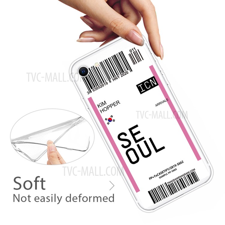 Criativo Padrão De Cartão De Embarque TPU Shell Telefone Protetor Para Iphone Se (2ª Geração) / 7/8 4,7 Polegadas - SEUL / Kim Hopper-4