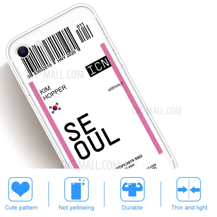 Creative Boarding Pass Pattern TPU Protector Phone Shell for iPhone SE (2nd Generation)/7/8 4.7 inch - SEOUL/KIM HOPPER-5