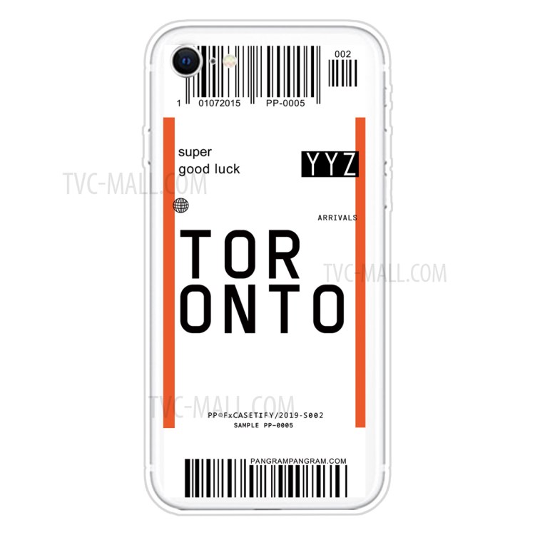 Creative Boarding Pass Pattern TPU Protector Phone Shell for iPhone SE (2nd Generation)/7/8 4.7 inch - TORONTO-1