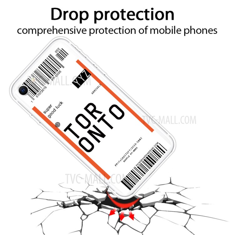 Creative Boarding Pass Pattern TPU Protector Phone Shell for iPhone SE (2nd Generation)/7/8 4.7 inch - TORONTO-2
