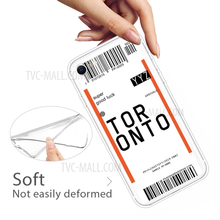 Creative Boarding Pass Pattern TPU Protector Phone Shell for iPhone SE (2nd Generation)/7/8 4.7 inch - TORONTO-4