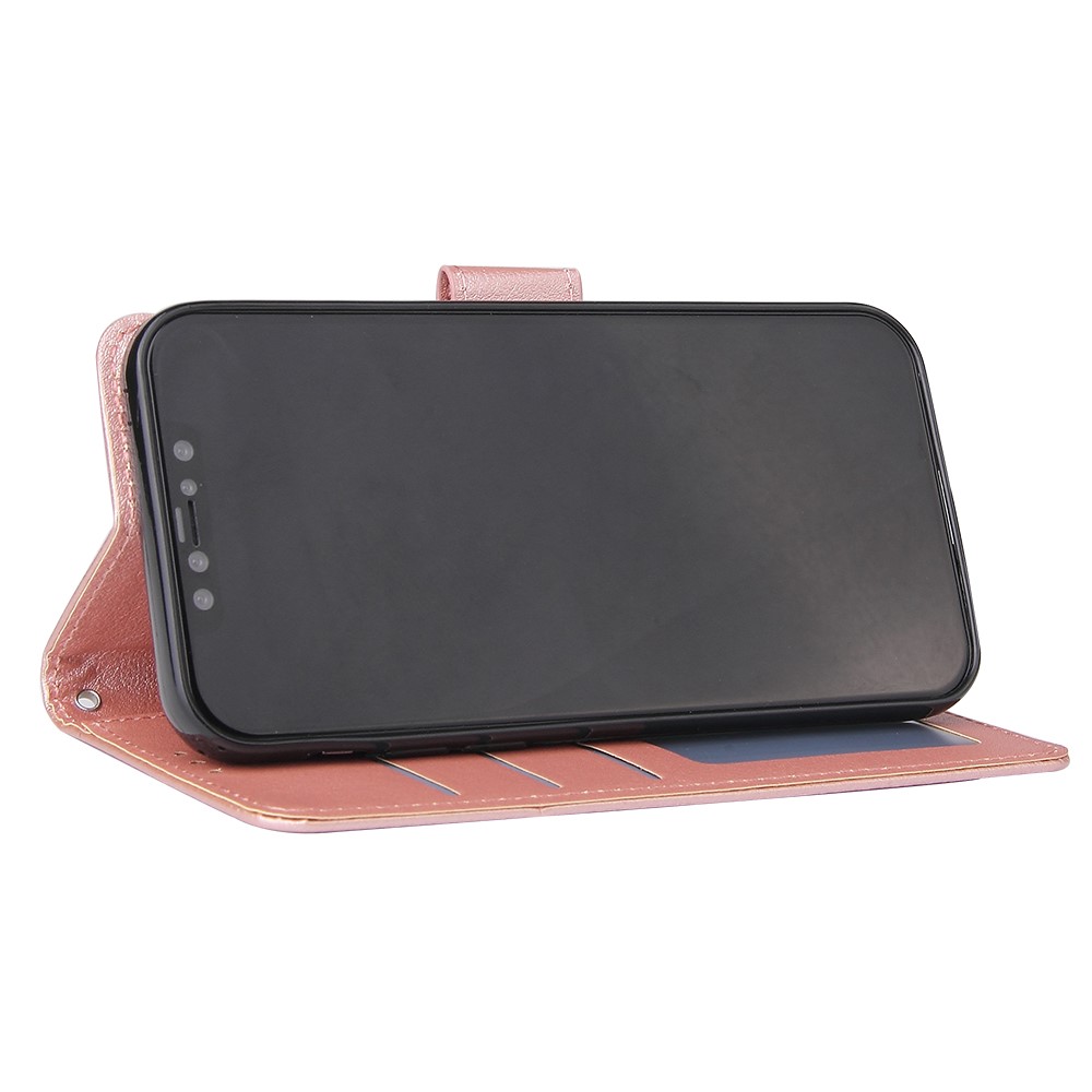 PU Leather with Wallet Cell Phone Case for iPhone 12 mini - Rose Gold-4