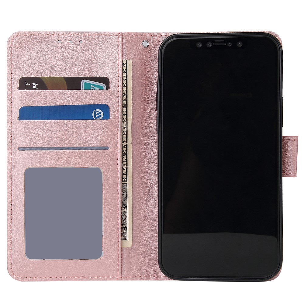 Couro PU Com Carteira de Celular Para Iphone 12 Mini - Rosa Ouro-6