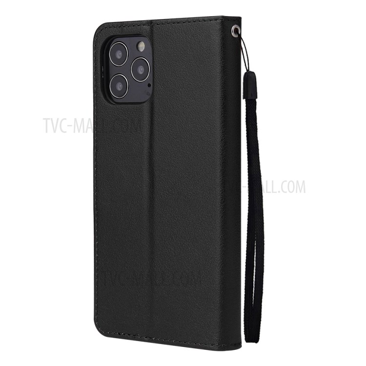 PU Leather Case with Lanyard for iPhone 12 Pro/12 - Black-3