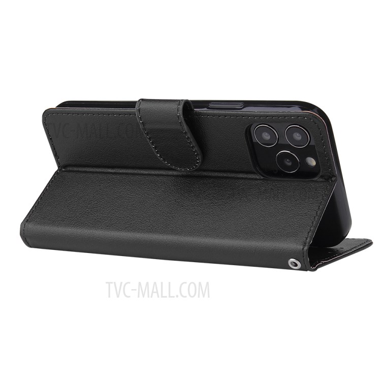 PU Leather Case with Lanyard for iPhone 12 Pro/12 - Black-5