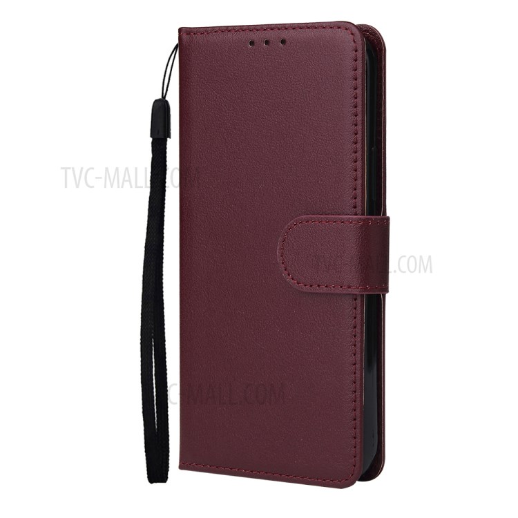 PU Leather Case with Lanyard for iPhone 12 Pro/12 - Wine Red-2
