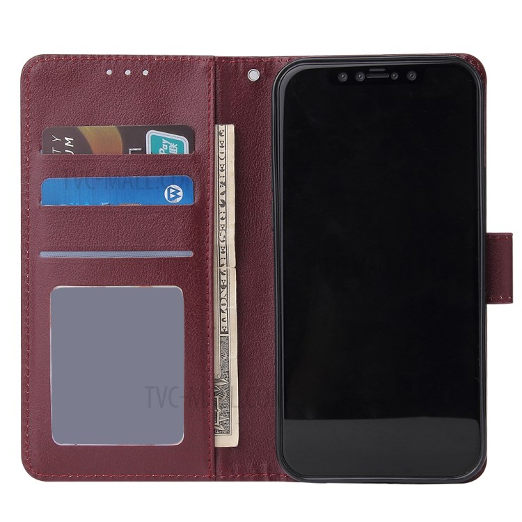PU Leather Case with Lanyard for iPhone 12 Pro/12 - Wine Red-6