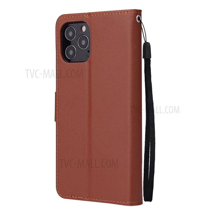 PU Leather Case with Lanyard for iPhone 12 Pro/12 - Brown-2