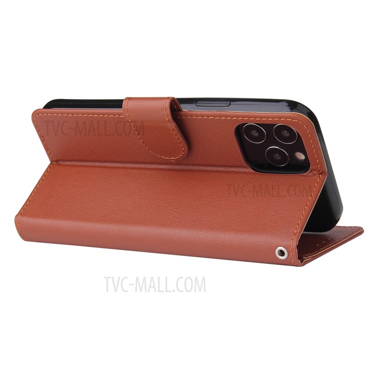 PU Leather Case with Lanyard for iPhone 12 Pro/12 - Brown-5