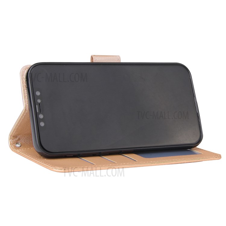 With Wallet Stand Leather Protective Cover with Strap for iPhone 12 Pro Max 6.7 inch - Gold-4