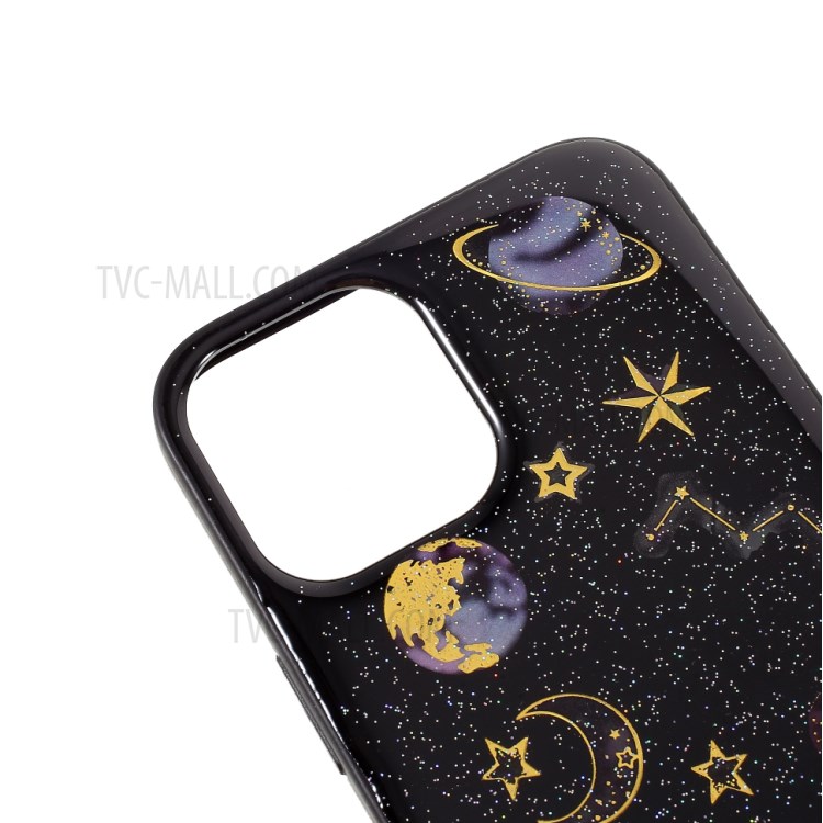 Estrela Planeta Adesivo Imprimir Caso TPU Epoxy Pele Para Iphone 12 Pro Máximo De 6,7 Polegadas - Preto-7