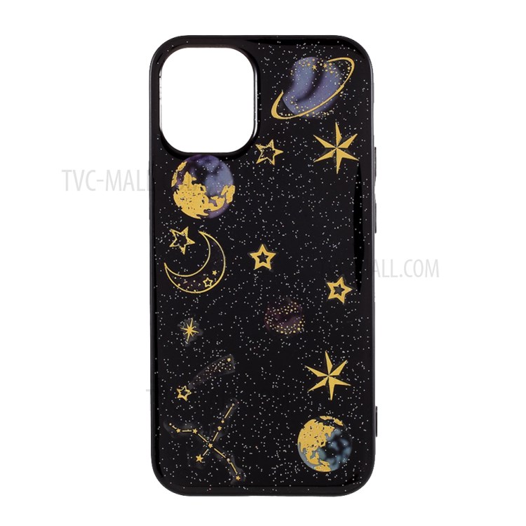 Epoxy TPU Star Planet Printing Case Shell for iPhone 12 5.4 inch - Black-1