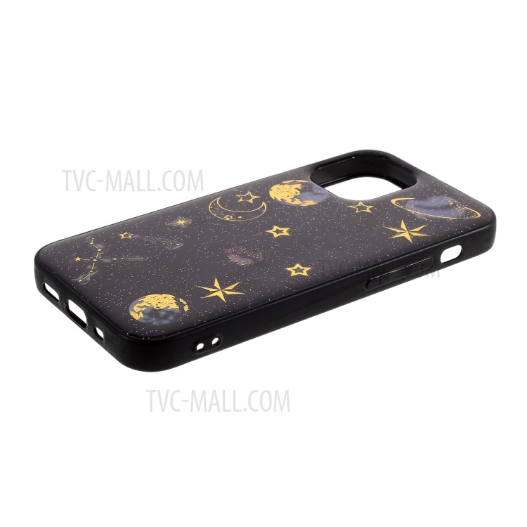 Epoxy TPU Star Planet Printing Case Shell for iPhone 12 5.4 inch - Black-4