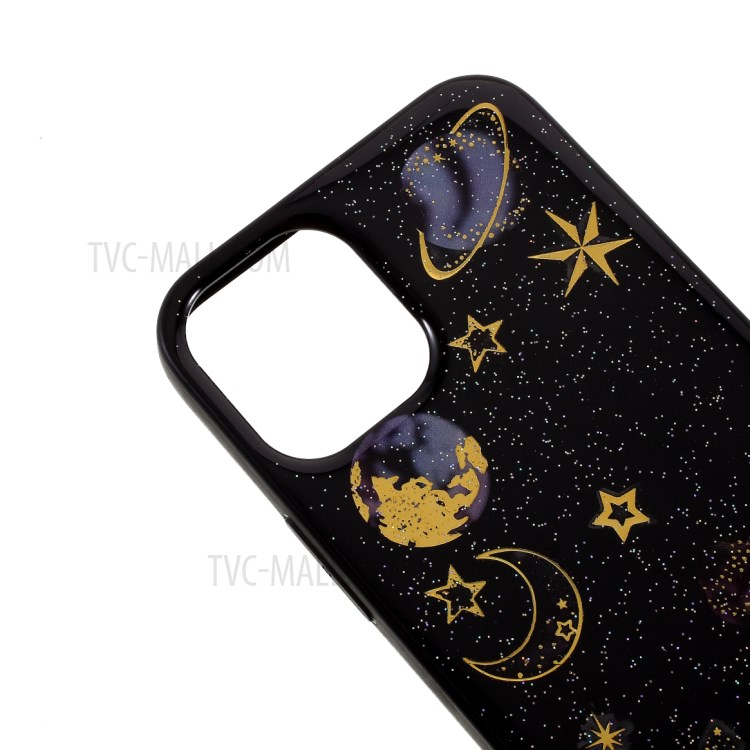 Epoxy TPU Star Planet Printing Case Shell for iPhone 12 5.4 inch - Black-8