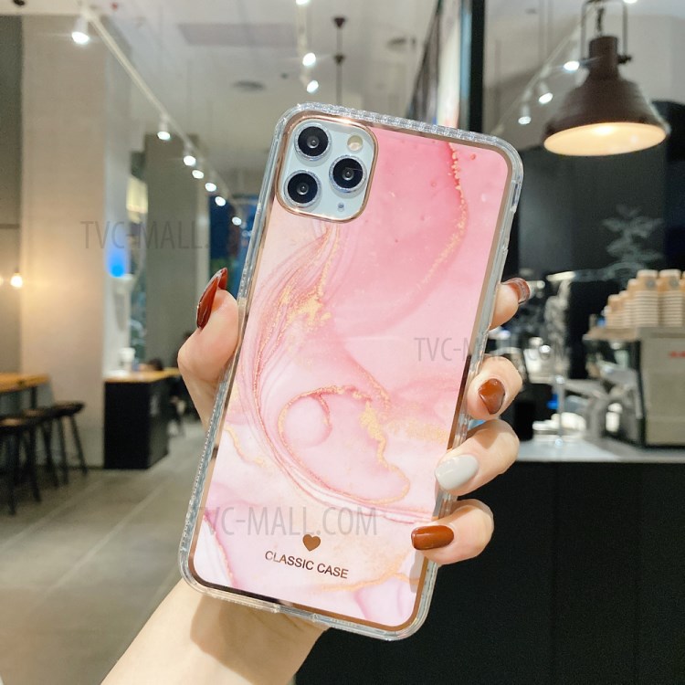 IMD Design Marble Pattern TPU Phone Case for iPhone 12 Pro Max 6.7 inch - Pink-1