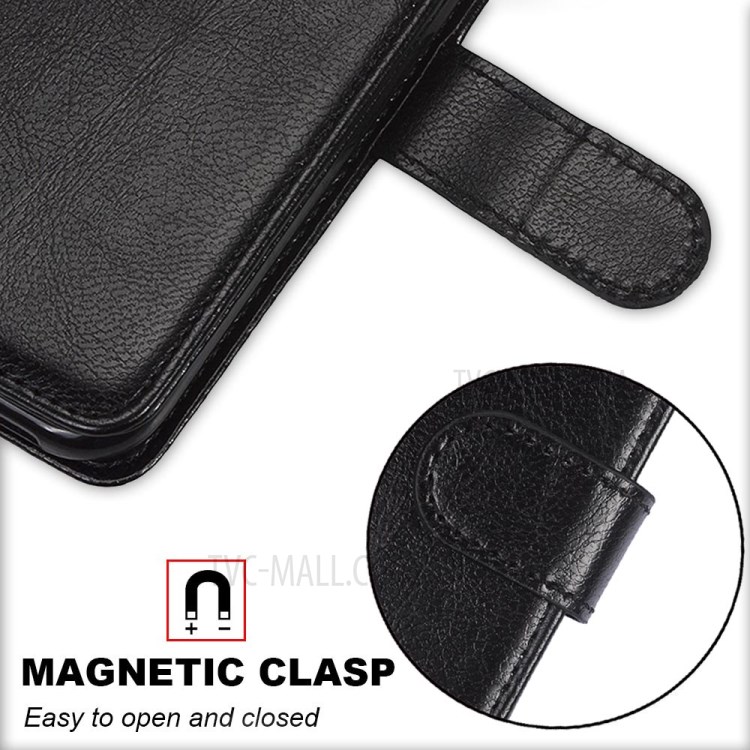 Wallet Stand Magnetic Clasp PU Leather Case for iPhone 12 5.4 inch - Black-5