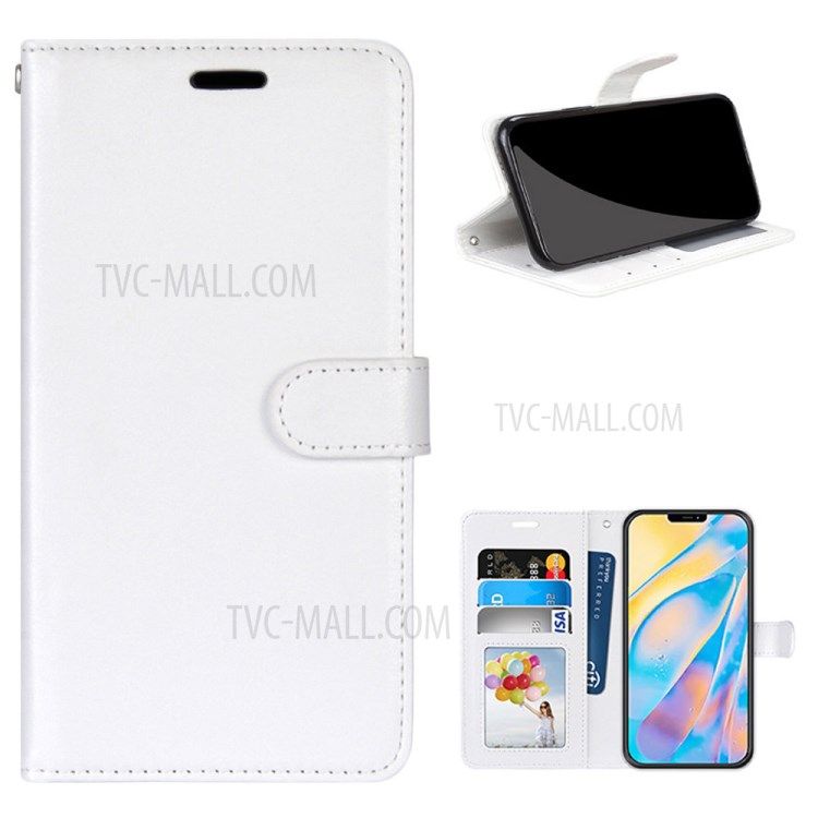 Wallet Stand Magnetic Clasp PU Leather Case for iPhone 12 mini - White-1