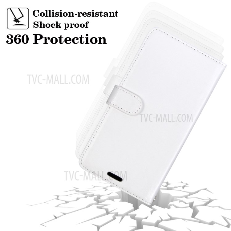 Wallet Stand Magnetic Clasp PU Leather Case for iPhone 12 mini - White-4