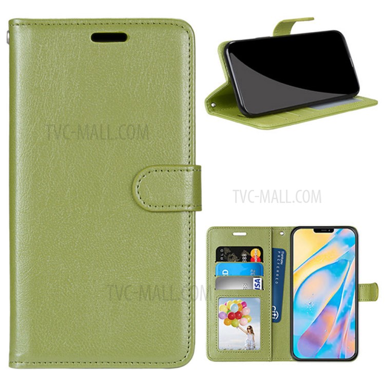 Wallet Stand Magnetic Clasp PU Leather Case for iPhone 12 mini - Green-1