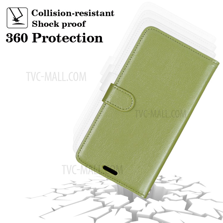 Wallet Stand Magnetic Clasp PU Leather Case for iPhone 12 mini - Green-4