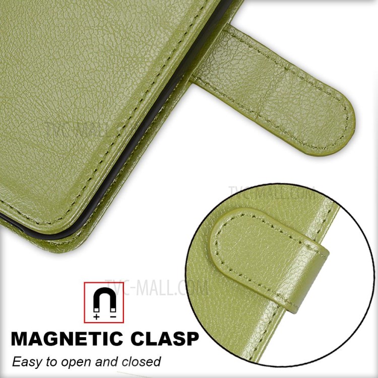 Wallet Stand Magnetic Clasp PU Leather Case for iPhone 12 mini - Green-5