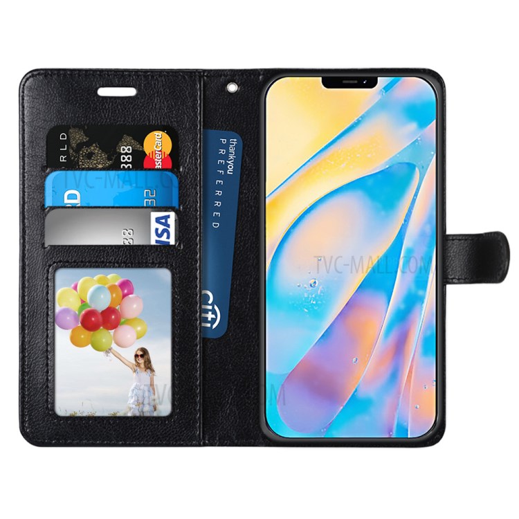 Wallet Stand PU Leather Flip Cover for iPhone 12 Pro/12 Max 6.1 inch - Black-3