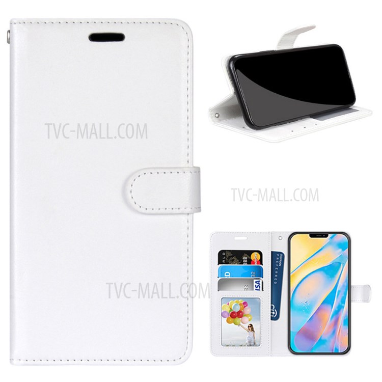 Wallet Stand PU Leather Flip Cover for iPhone 12 Pro/12 - White-1