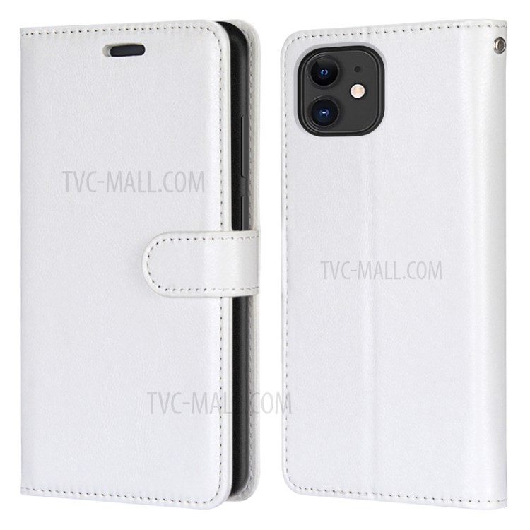 Wallet Stand PU Leather Flip Cover for iPhone 12 Pro/12 - White-2