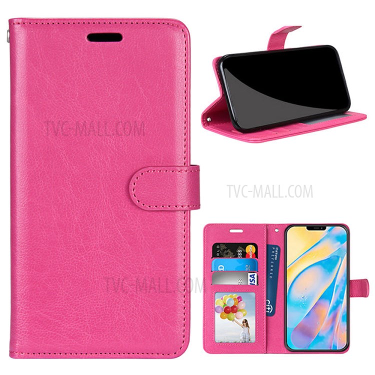 Wallet Stand PU Leather Flip Cover for iPhone 12 Pro/12 - Rose-1