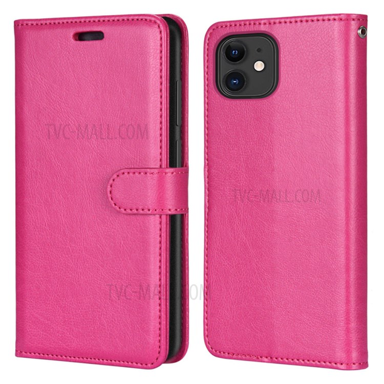 Wallet Stand PU Leather Flip Cover for iPhone 12 Pro/12 - Rose-2