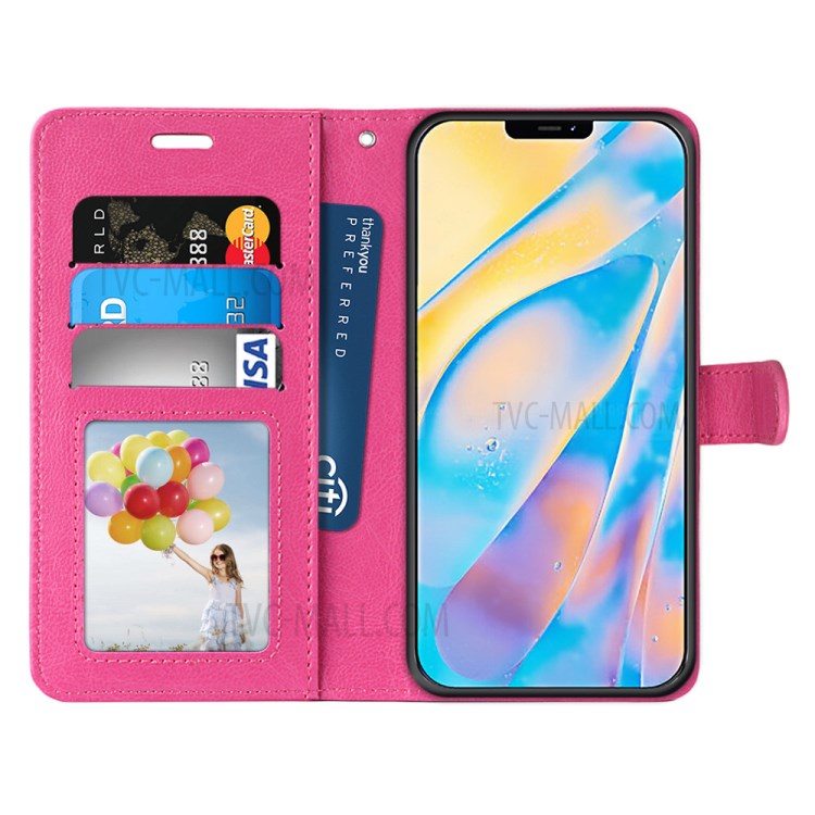 Wallet Stand PU Leather Flip Cover for iPhone 12 Pro/12 - Rose-3