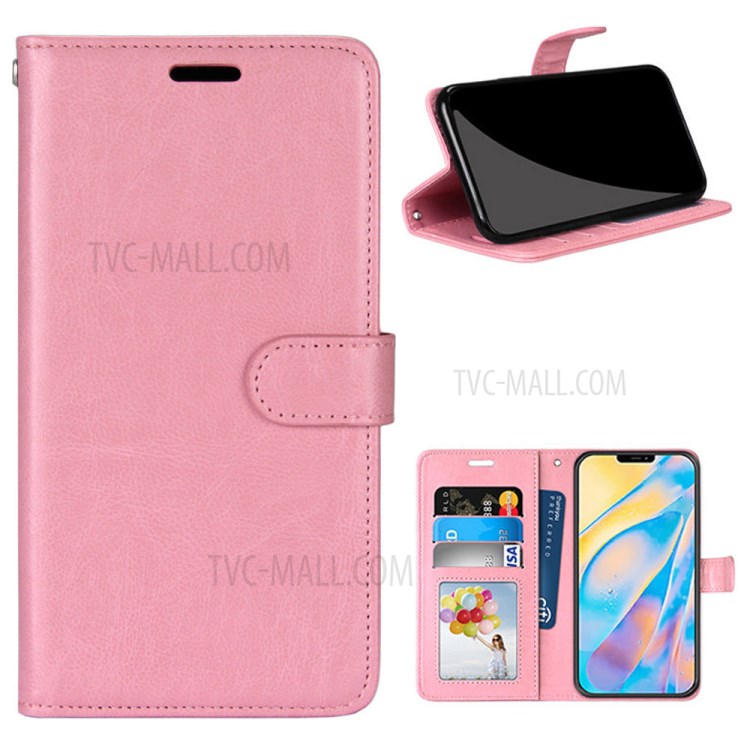 Wallet Stand PU Leather Flip Cover for iPhone 12 Pro/12 - Pink-1