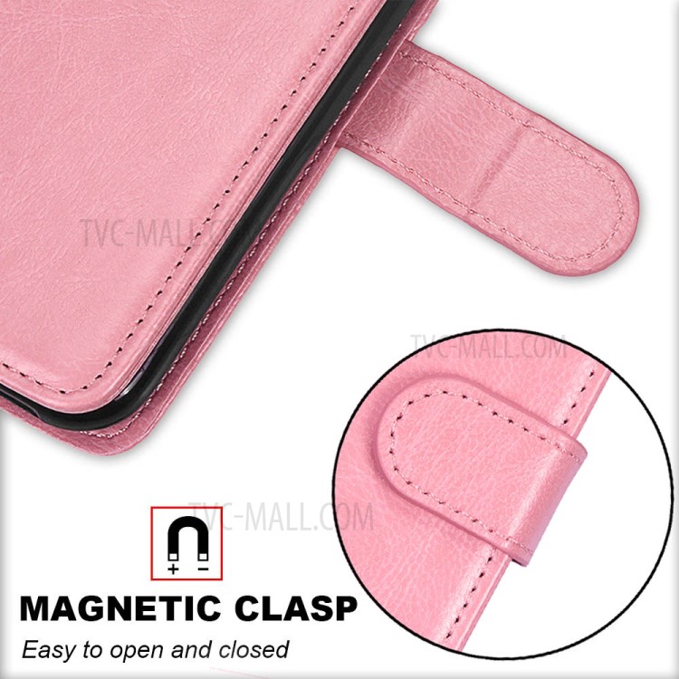 Wallet Stand PU Leather Flip Cover for iPhone 12 Pro/12 Max 6.1 inch - Pink-4