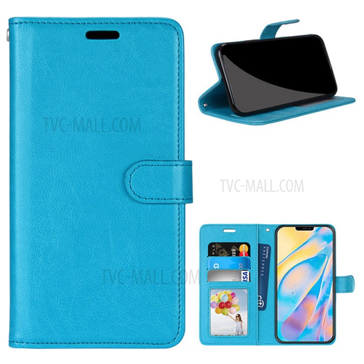 Wallet Stand PU Leather Flip Cover for iPhone 12 Pro/12 - Blue-1