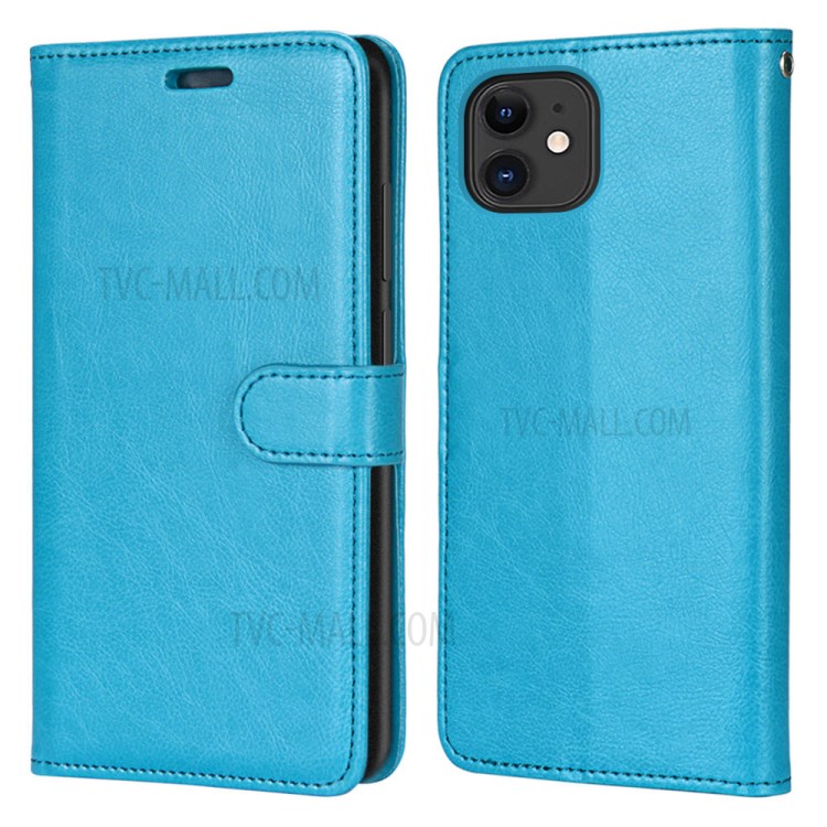 Wallet Stand PU Leather Flip Cover for iPhone 12 Pro/12 - Blue-2