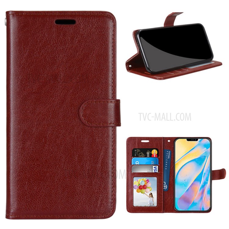 Wallet Stand PU Leather Flip Cover for iPhone 12 Pro/12 - Brown-1
