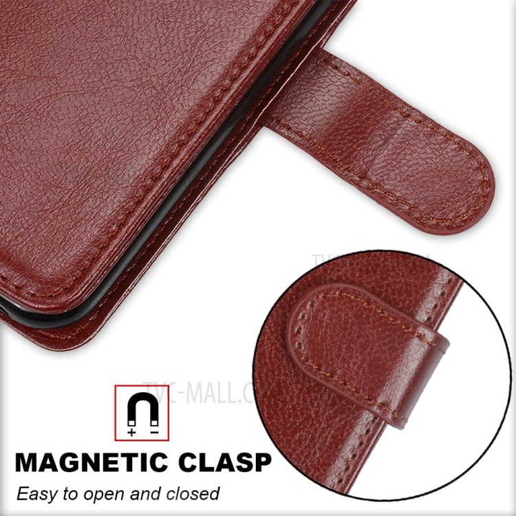 Wallet Stand PU Leather Flip Cover for iPhone 12 Pro/12 - Brown-4